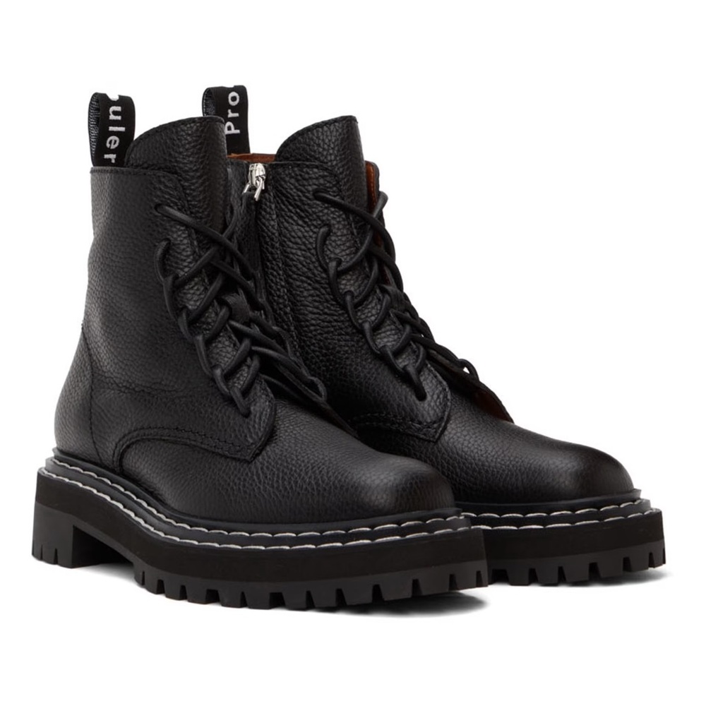 Proenza Schouler Textured Black Moto Boots